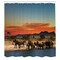 Ambesonne Savannah Shower Curtain, Animal Herd Watering in Wilderness at Sunset Africa Image Print, Cloth Fabric Bathroom Decor Set with Hooks, 69" W x 70" L, Pale Blue Orange Brown